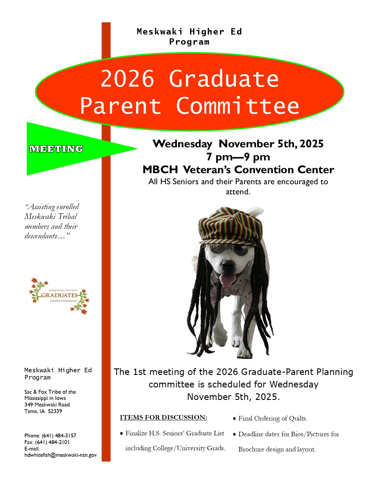Graduate Parent Committee Meeting to be held November 5