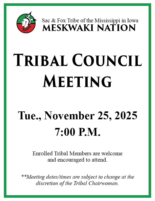 Tribal Council Meeting to be held November 25