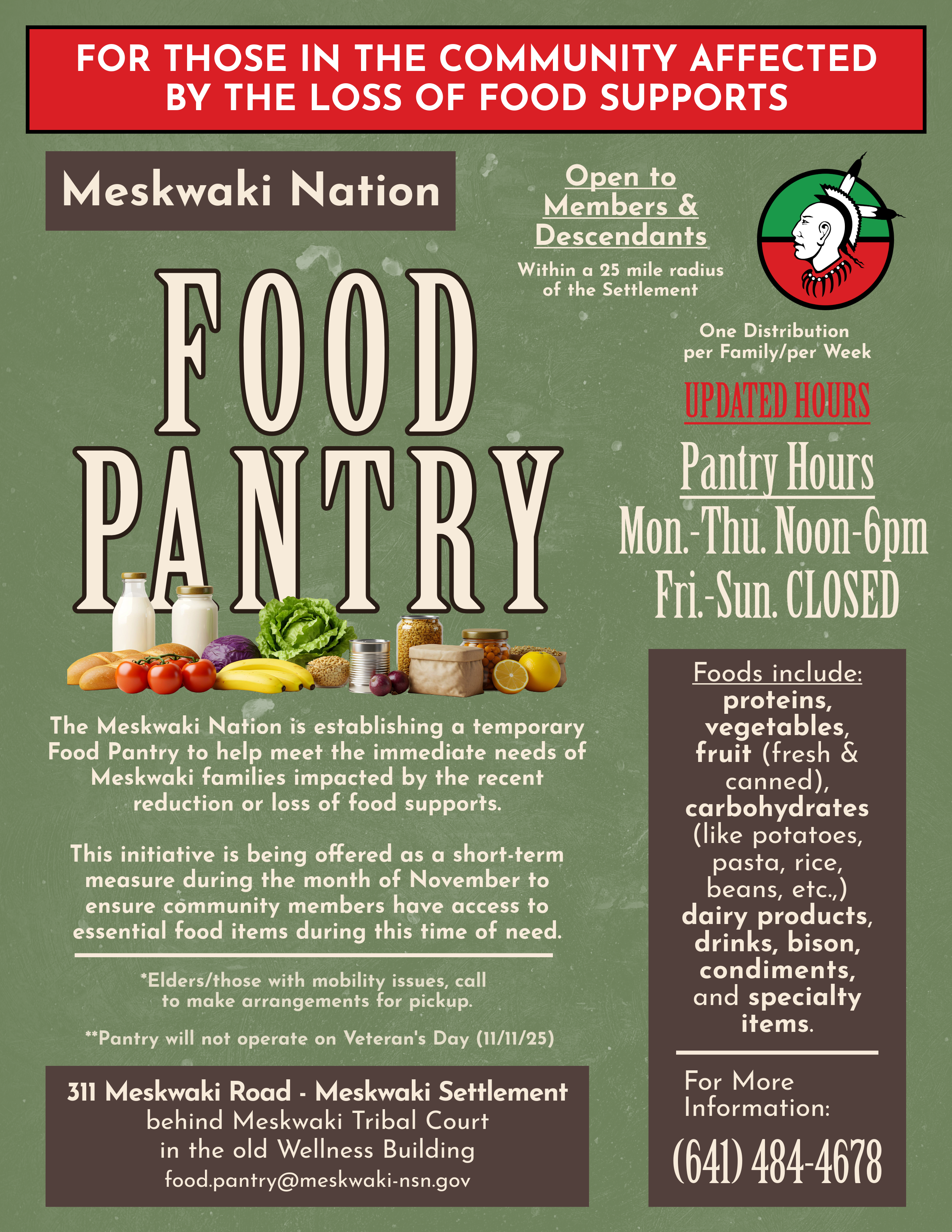 Updated Food Pantry Hours