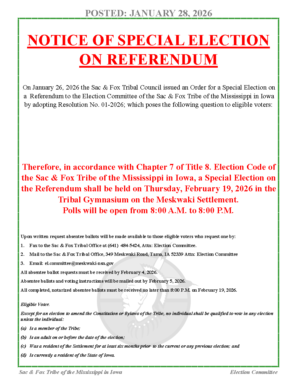 Special Election On Referendum TODAY (2/19)