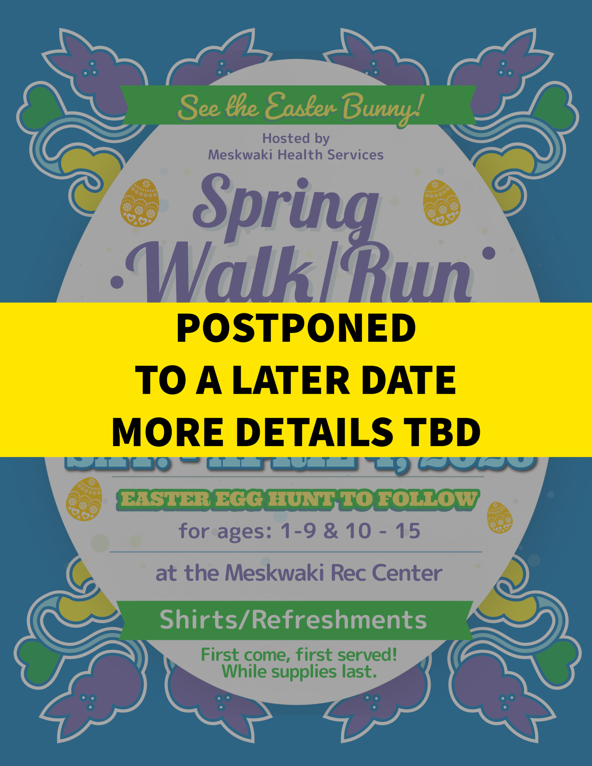 Health Clinic Spring Walk/Run & Easter Egg Hunt Postponed