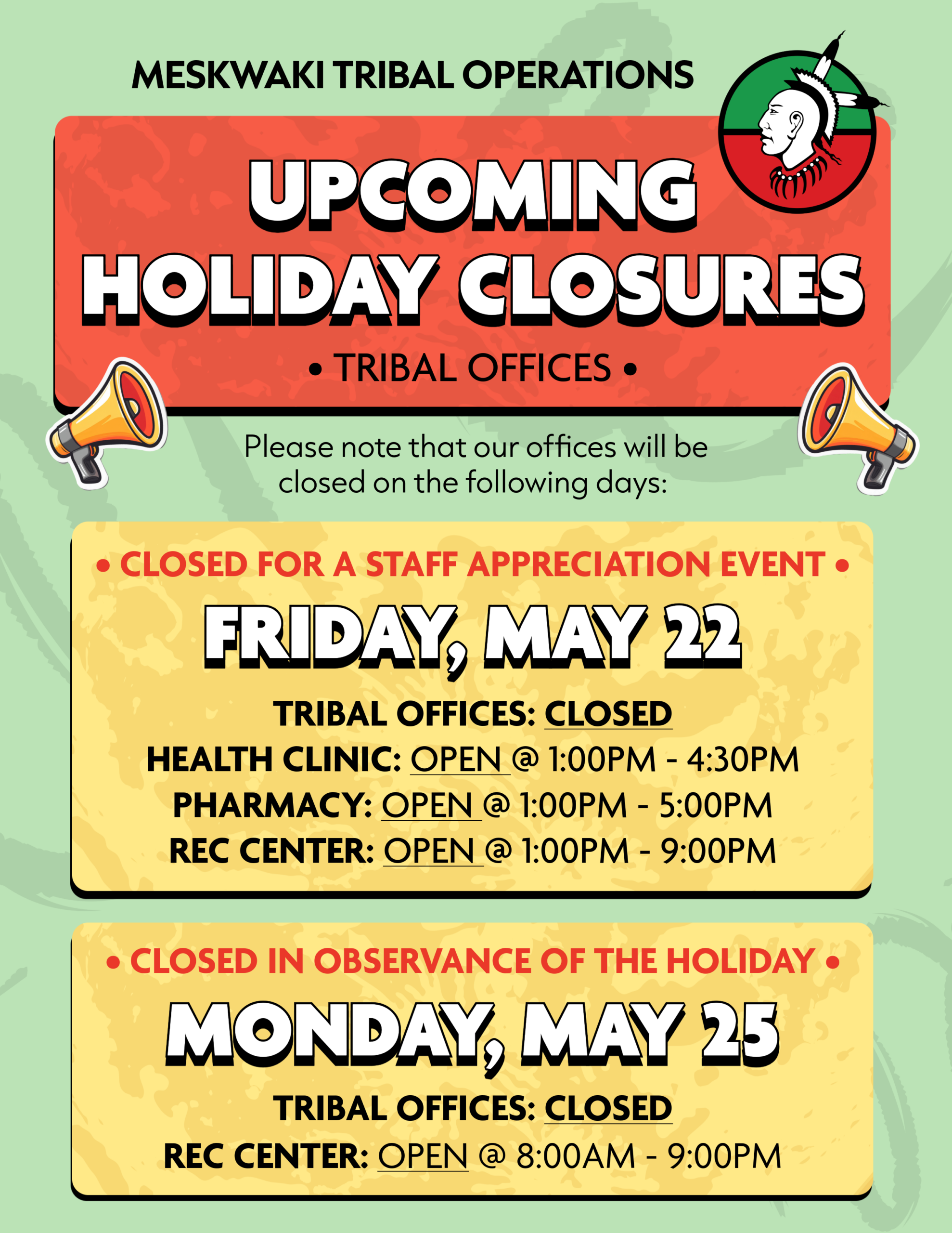 Tribal Offices Upcoming Closures Announced