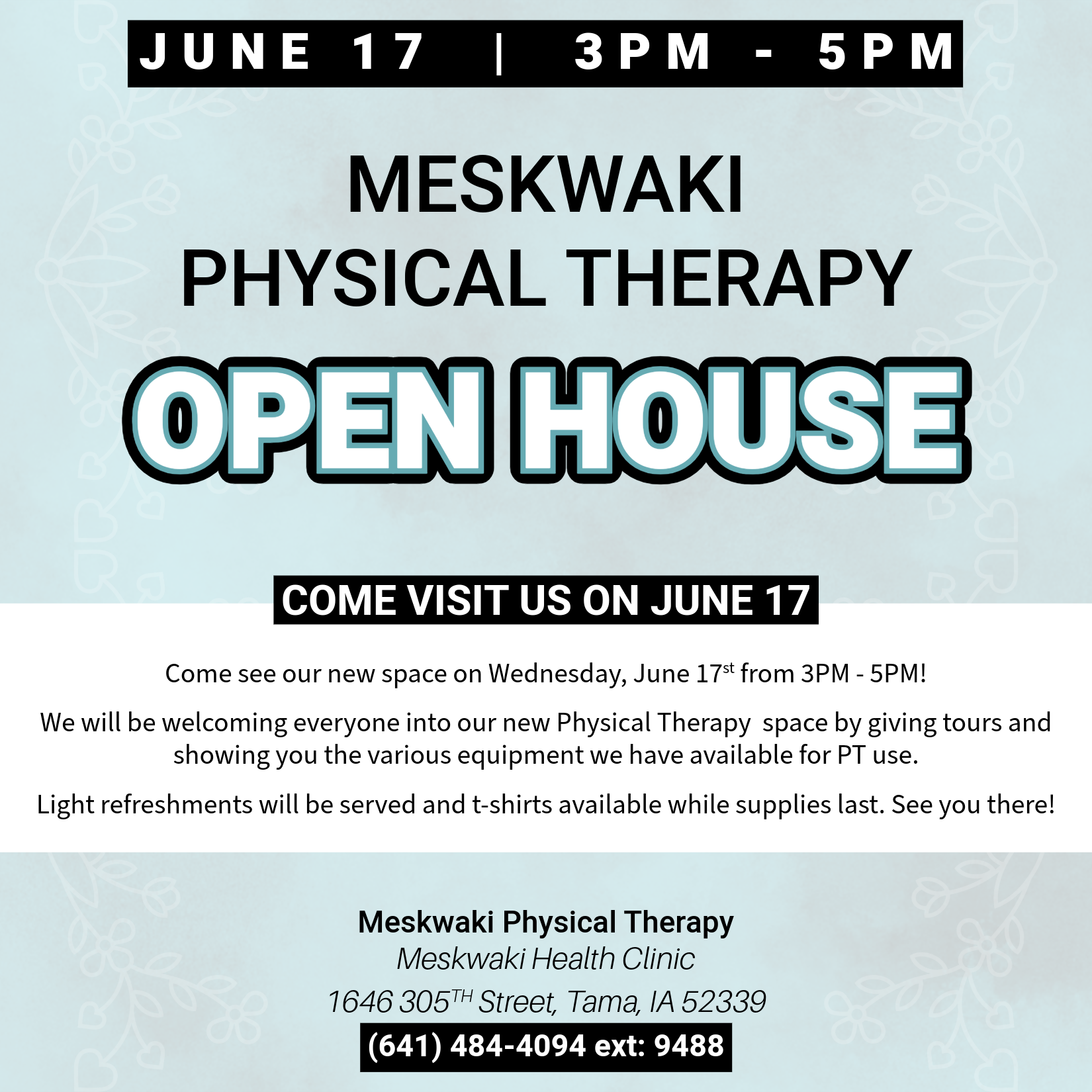 Meskwaki Physical Therapy to hold an Open House on June 17