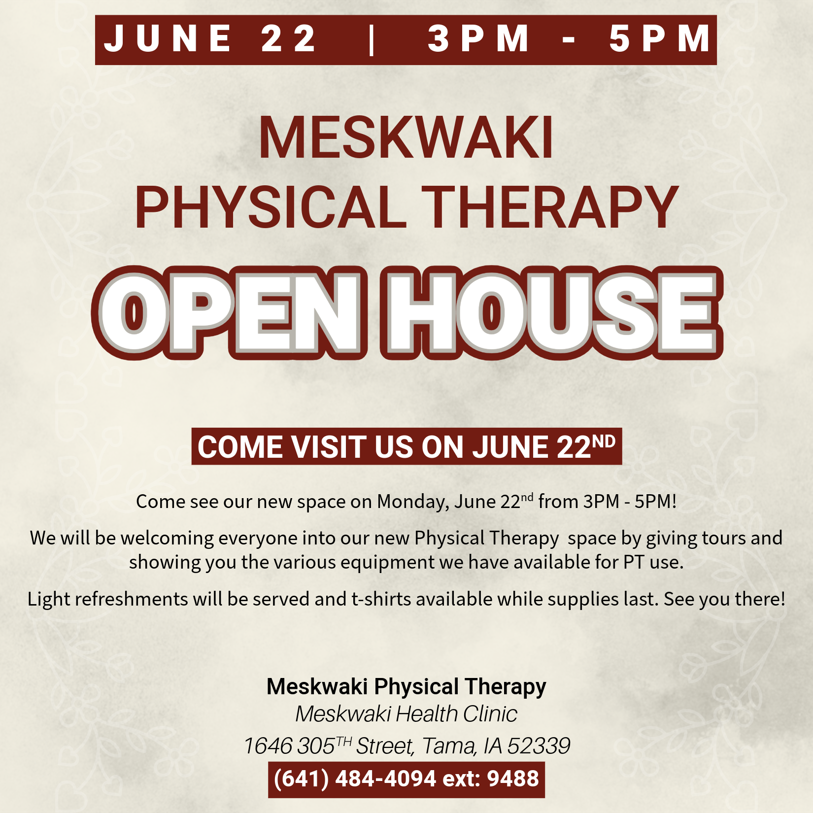 Meskwaki Physical Therapy Reschedules Open House to June 22