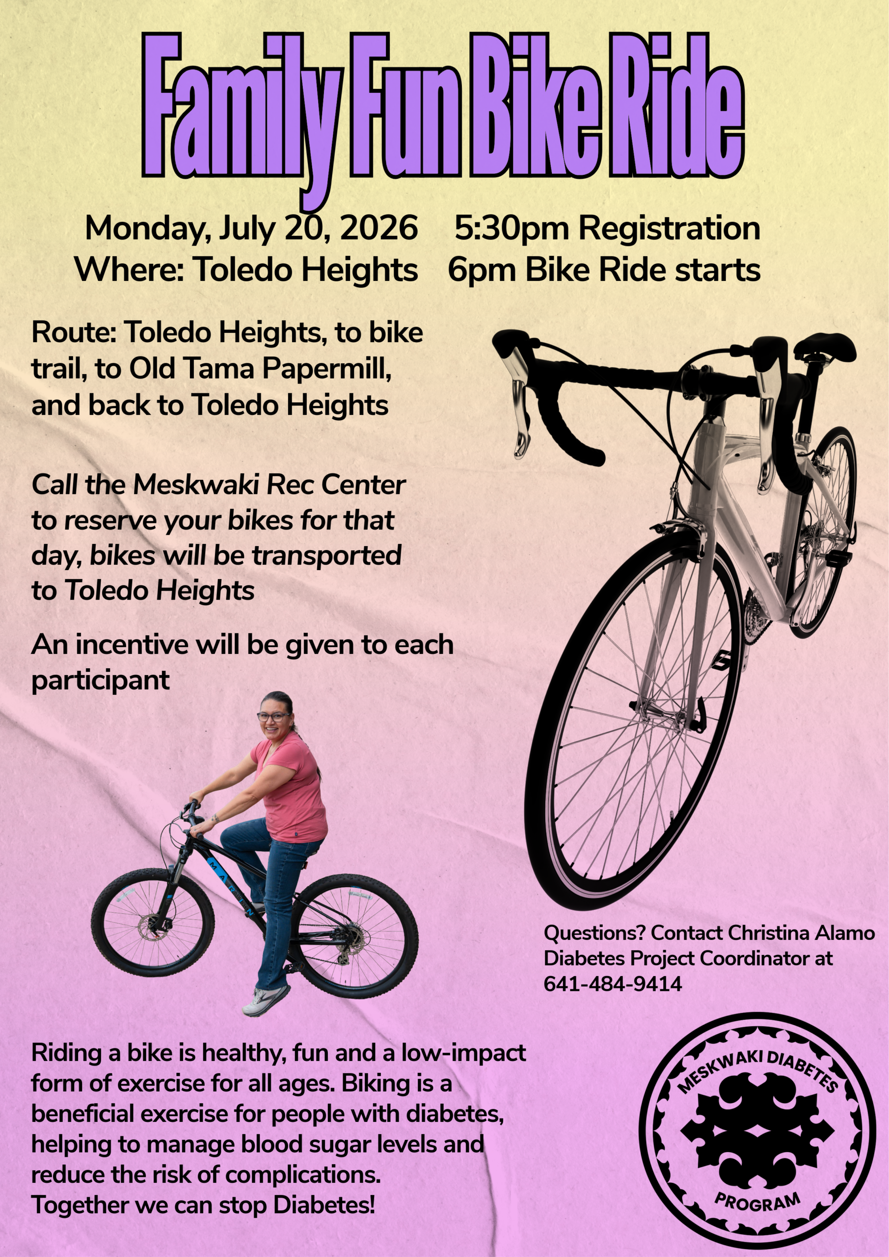 Diabetes Program to host a Family Fun Bike Ride on July 20 at Toledo Heights