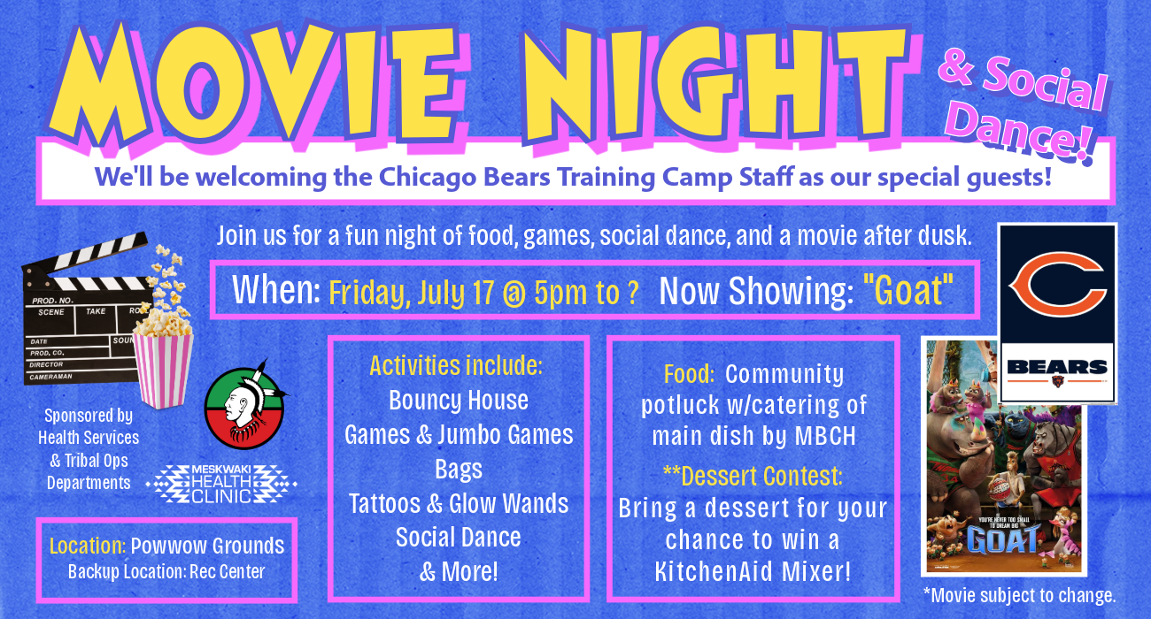 Movie Night & Social Dance to Welcome the Chicago Bears