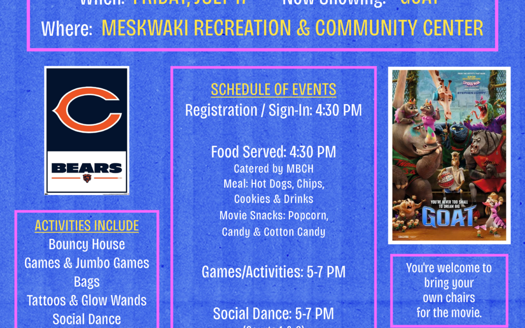 Movie Night & Social Dance to Welcome the Chicago Bears
