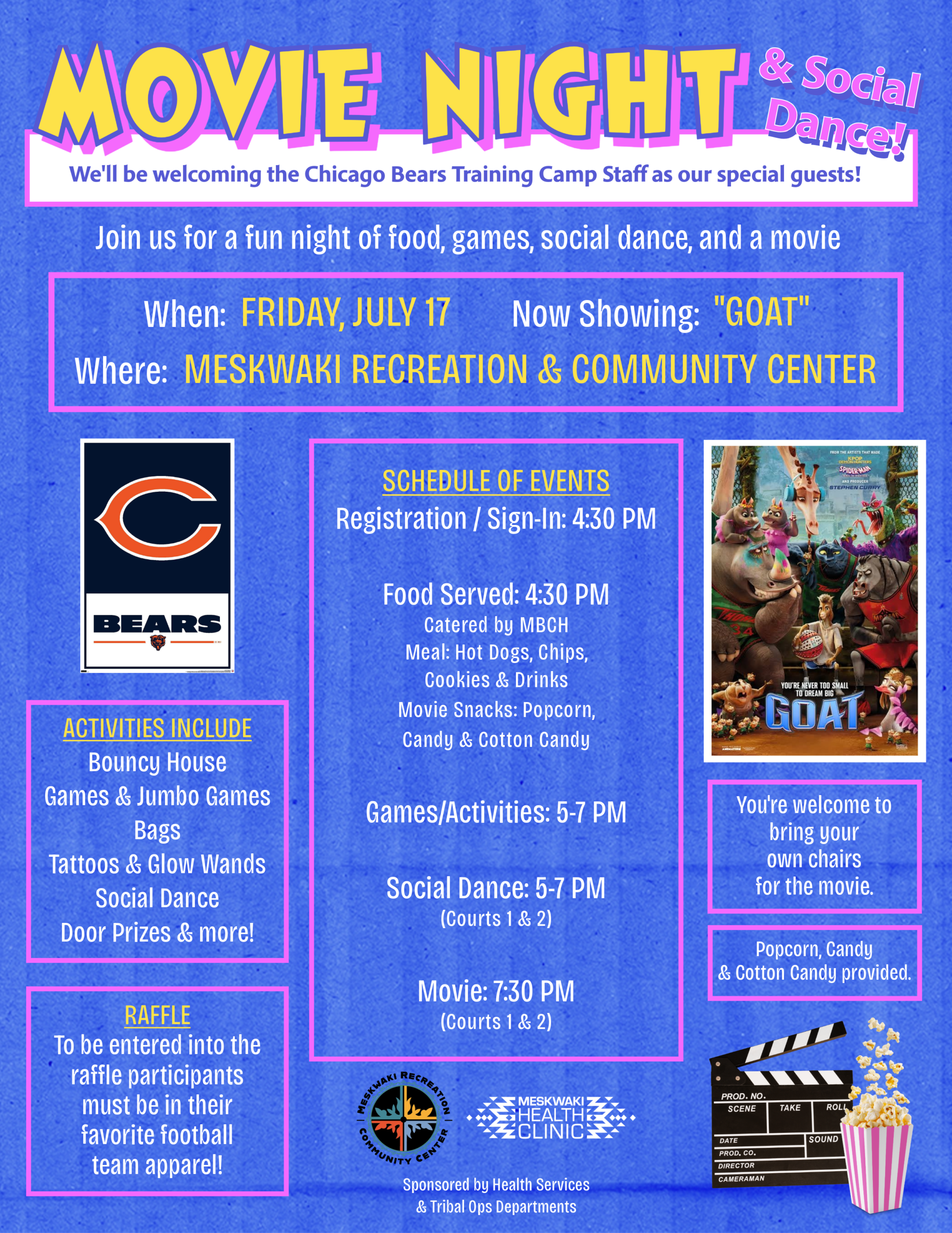 Movie Night & Social Dance to Welcome the Chicago Bears