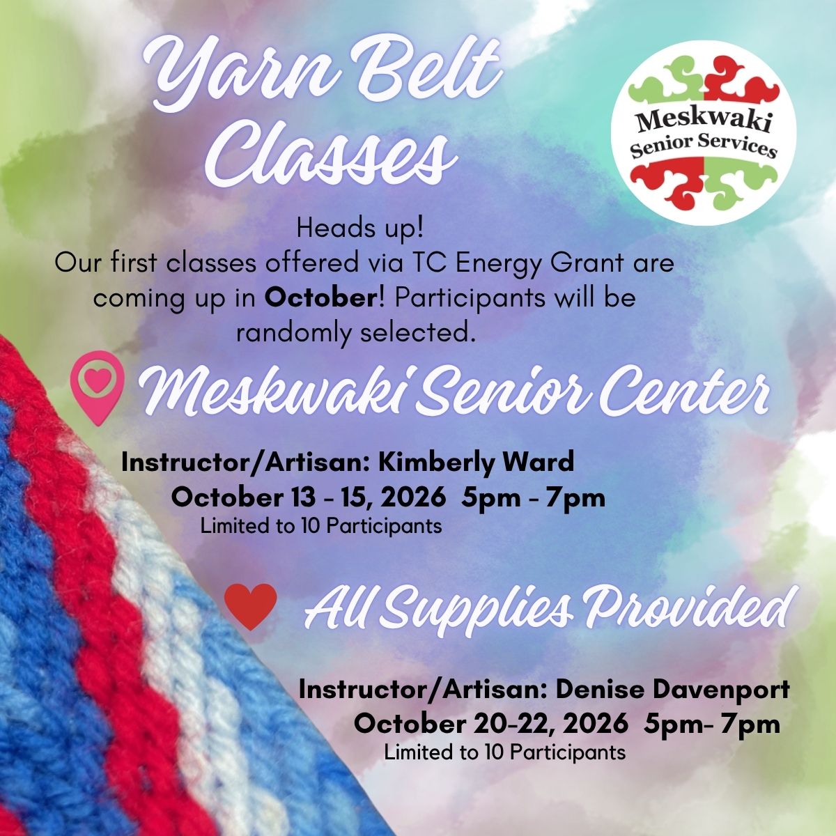 Senior Services to host Yarn Belt Classes in October