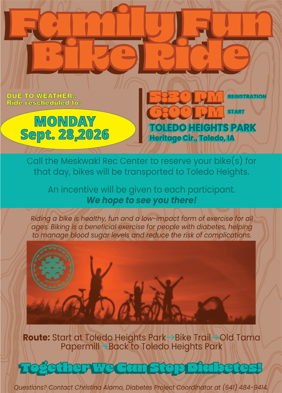 Bike Ride Moved to Monday, Sept 28