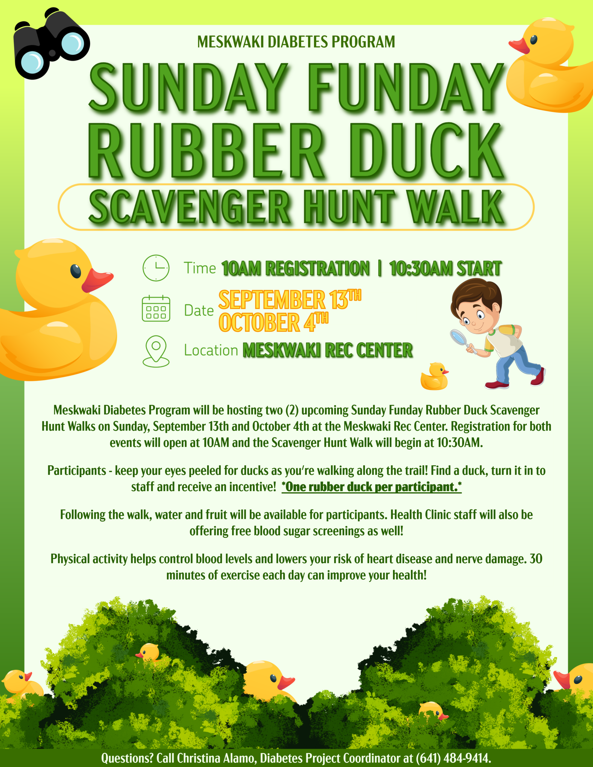 Diabetes Program to host upcoming “Sunday Funday” Rubber Duck Scavenger Hunt Walk on September 13 & October 4