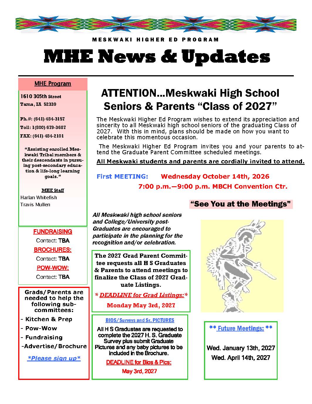 2027 Higher Education Parent-Graduate Planning Committee Meeting