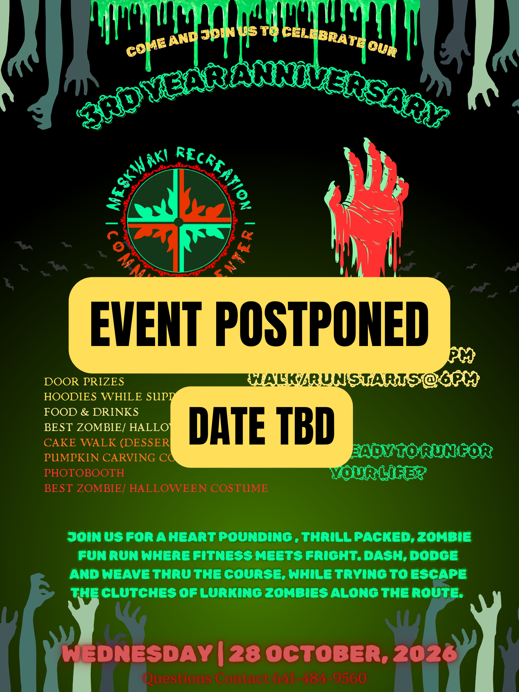 MRCC 3rd Anniversary Zombie Run/Walk POSTPONED to a Later Date – Date TBA