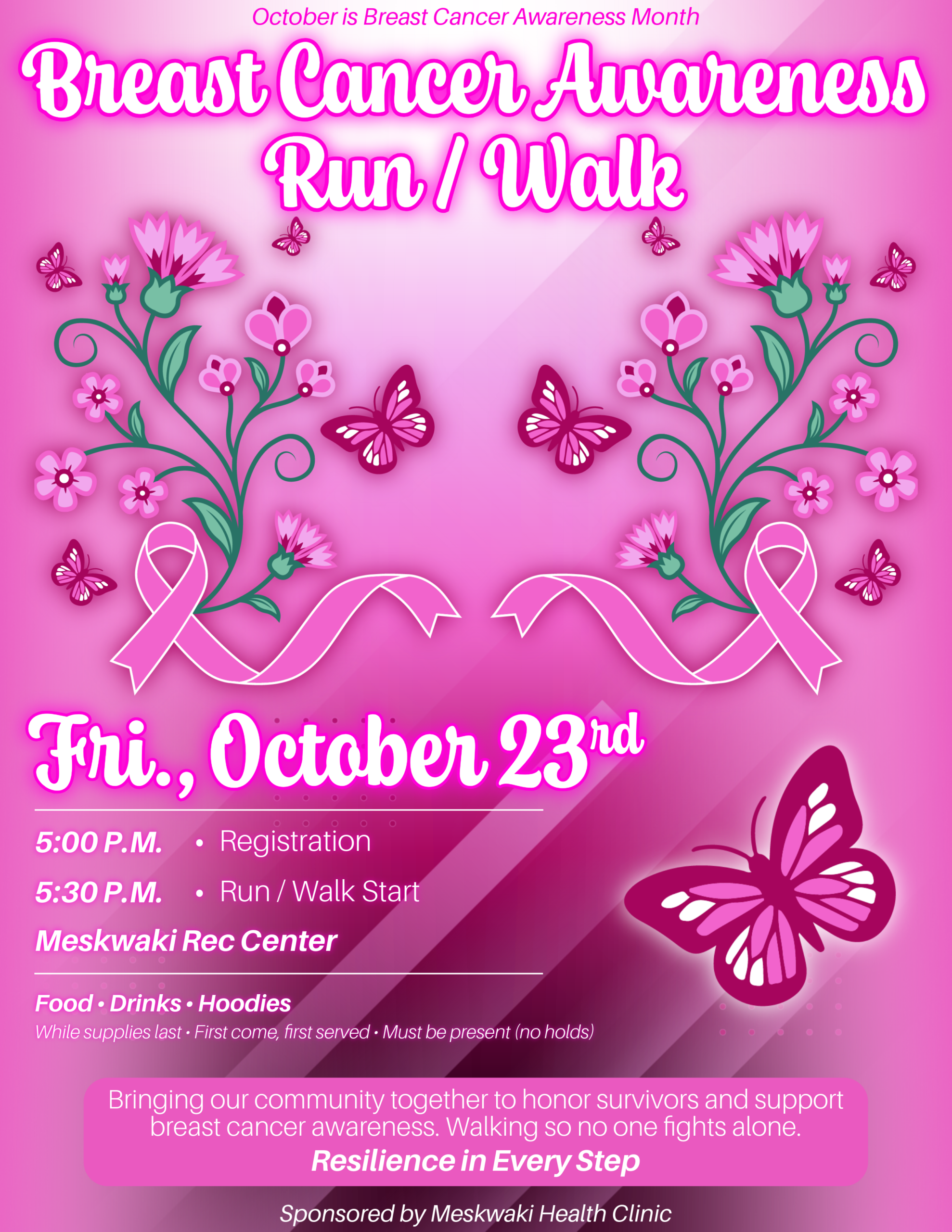 Health Clinic has Rescheduled the Breast Cancer Awareness Run/Walk for October 23