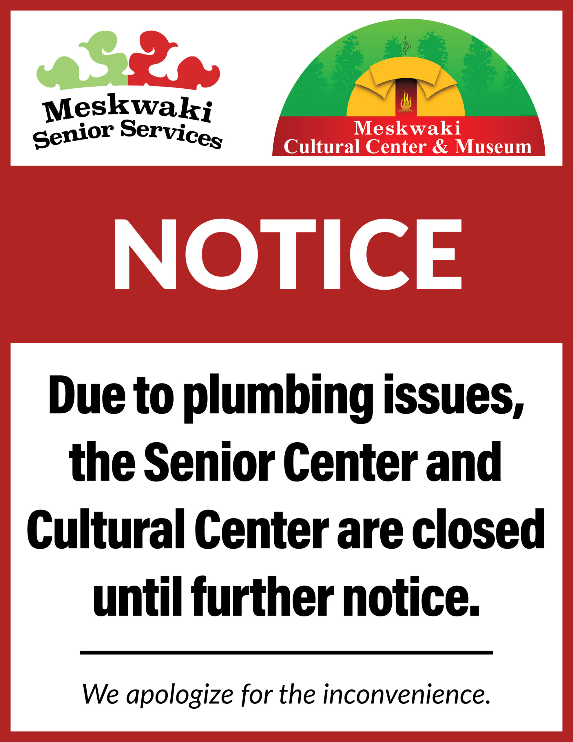 NOTICE: Senior Center & Museum CLOSED