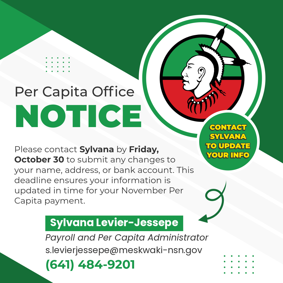 Notice from Per Capita Office